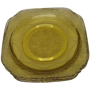 Vintage Depression Federal Glass Madrid Amber Bread and Butter Plates Set of‎ 4
